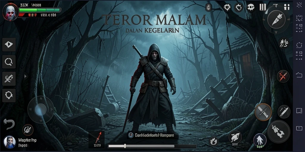 Screenshot menunjukkan suasana menakutkan dari gameplay 33ZK.