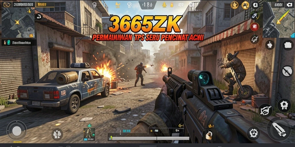 Screenshot gameplay menampilkan aksi menegangkan dalam pertempuran TPS.