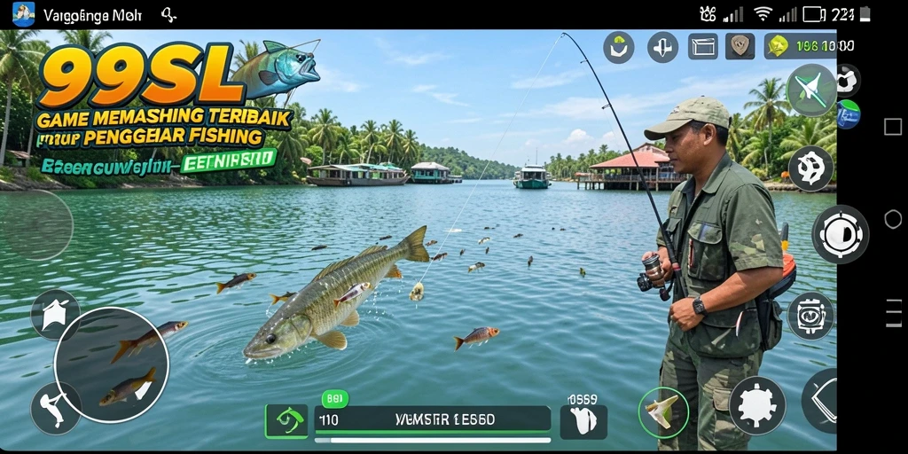Screenshot 99SL menunjukkan gameplay memancing yang seru dan menawan.
