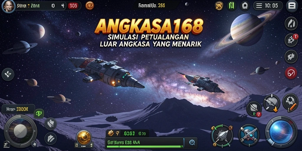 Tampilan gameplay <strong>ANGKASA168</strong> menunjukkan petualangan luar angkasa yang mendebarkan.