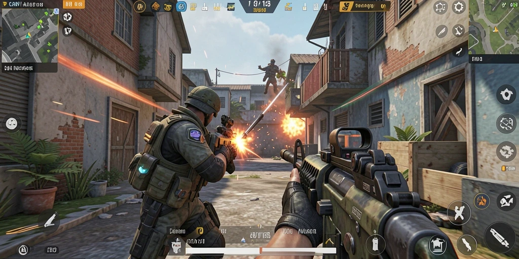 Tampilan gameplay intens dari <strong>CANVA168</strong>, menunjukkan aksi tembak-menembak yang mendebarkan.
