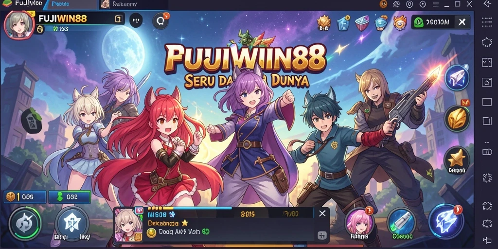 Tampilan gameplay FUJIWIN88 yang penuh aksi dan karakter anime.
