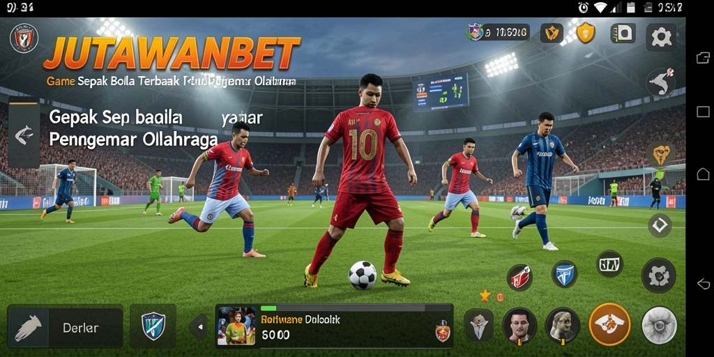Tampilan gameplay menarik di JUTAWANBET dengan suasana sepak bola yang nyata.