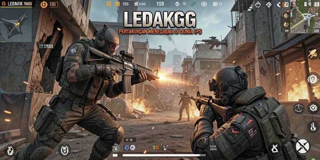Tangkapan layar menunjukkan aksi seru dalam gameplay FPS LEDAKGG.