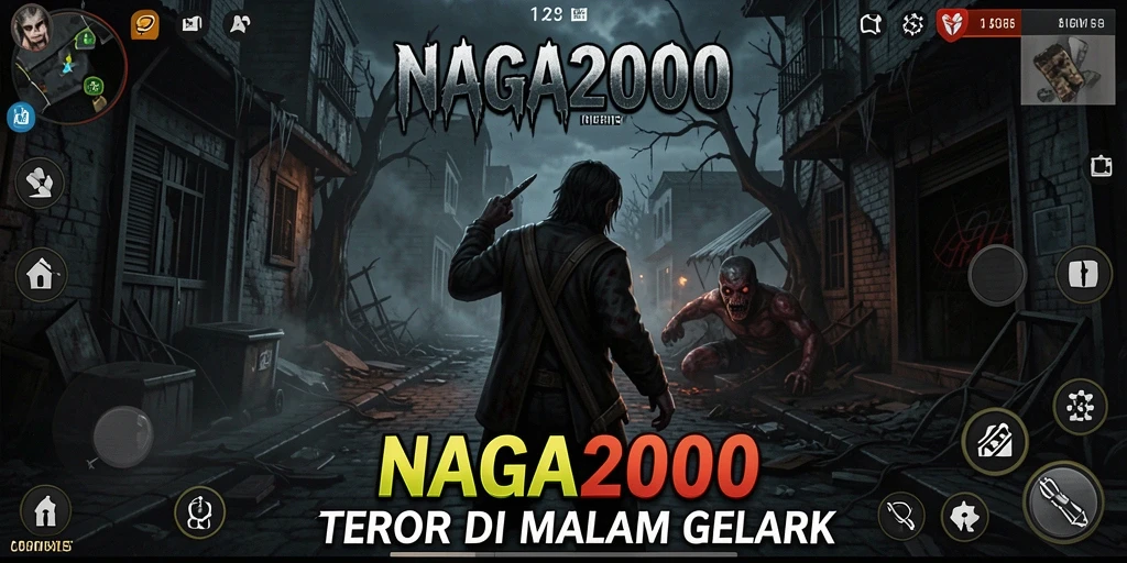 Screenshot gameplay NAGA2000 menampilkan suasana menyeramkan yang mendebarkan.