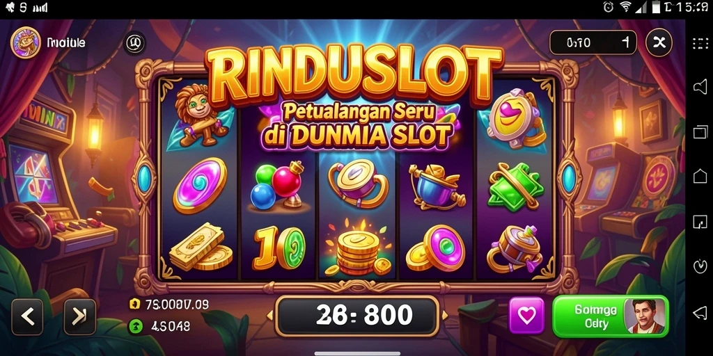Gameplay RINDUSLOT yang menampilkan petualangan slot yang seru.