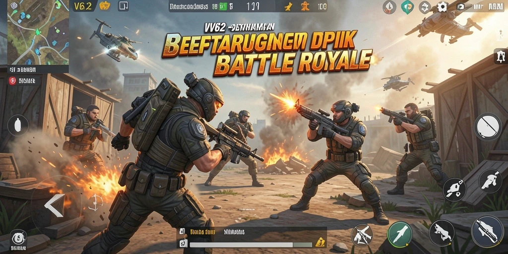 Tampilan gameplay seru di arena Battle Royale VV62.